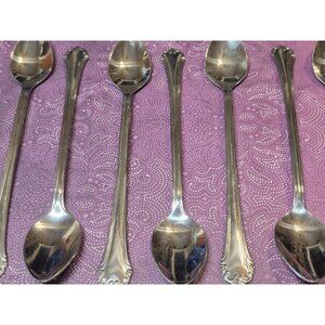 Set Of 7 Libbey Iced Tea Spoons Stainless Steel Scalloped Design 7.5 Inch